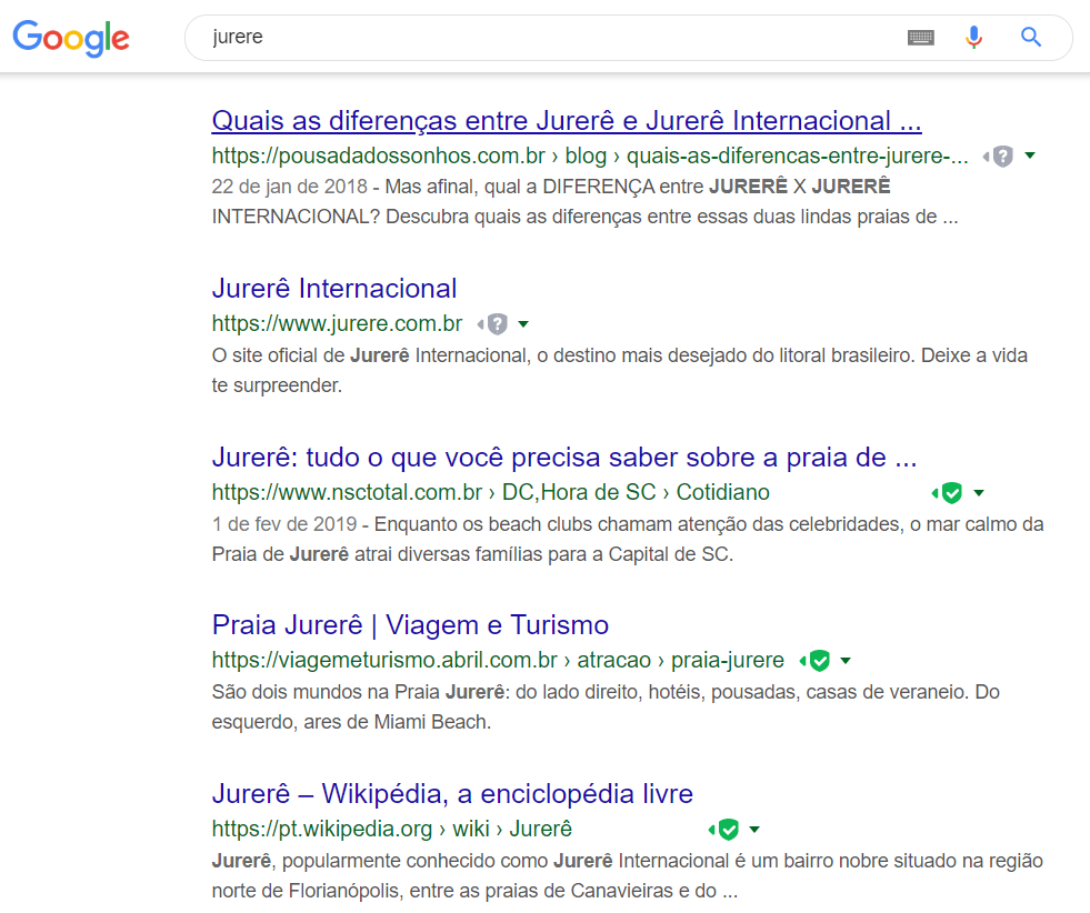 imagem do resultados de pesquisa do Google