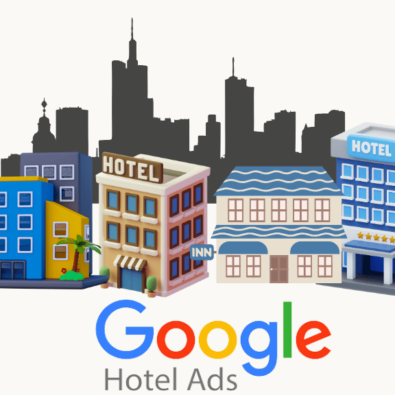 imagem de hotéis, pousadas e do logo do Google Hotel Ads